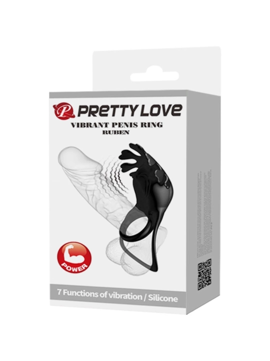 Ruben Vibratorring 7 Vibrationen Schwarzes Silikon von Pretty Love Male