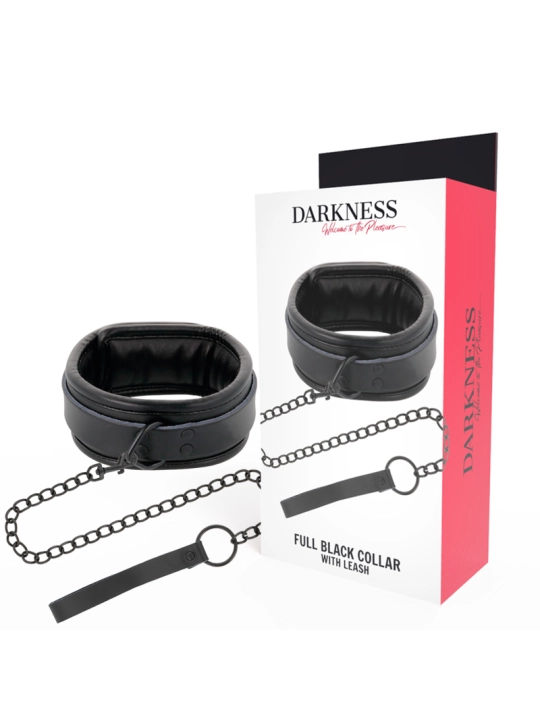 Schwarze Halskette mit Kette von Darkness Bondage