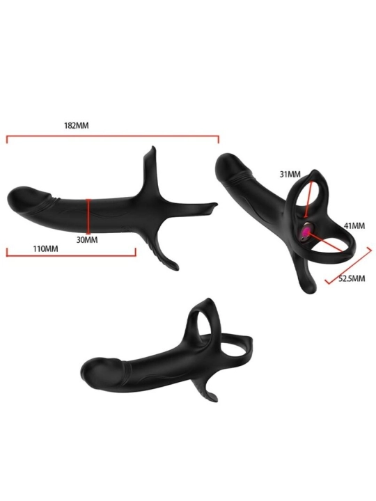 Dildo mit Ring & Vibrator Fernbedienbares Schwarz von Armony For Him