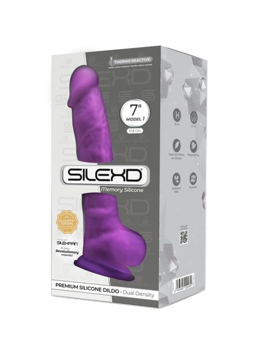 Model 1 Realistischer Penis Premium Silexpan Silikon Violett 17.5 cm von Silexd