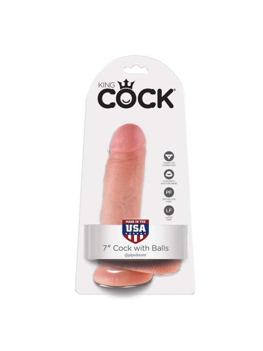 7 Dildo Fleisch mit Eier 17.8 cm von King Cock