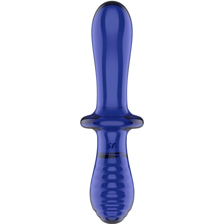 Doppel Kristall Dildo Blau von Satisfyer Crystal