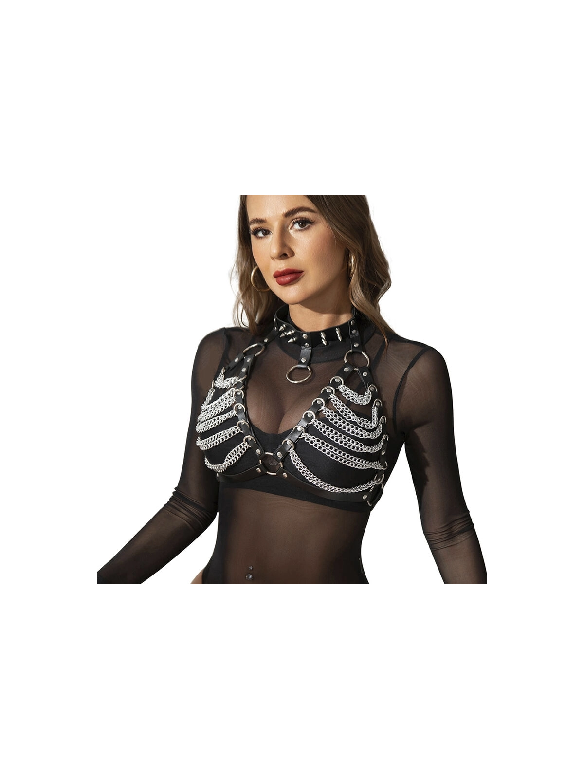 Harness-BH und Halskette mit Ketten One Size (S-L) von Subblime Fetish