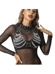 Harness-BH und Halskette mit Ketten One Size (S-L) von Subblime Fetish