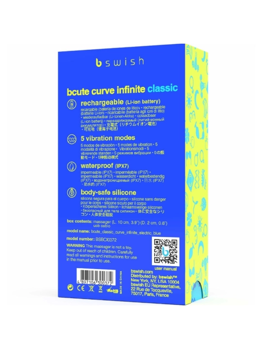 Bcute Curve Infinite Klassischer Wiederaufladbarer Vibrator aus Blauem Silikon von B Swish