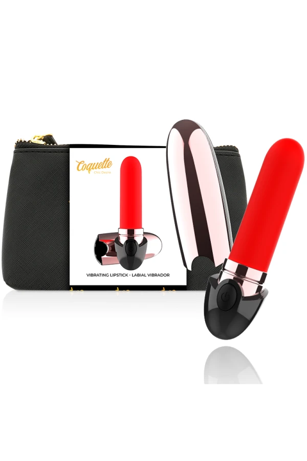 Vibrator wiederaufladbarer Lippenstift Schwarz/Gold von Coquette Toys