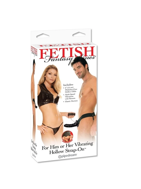 Vibrierender Hohl-Strap-On für Sie oder Ihn, Schwarz von Fetish Fantasy Series