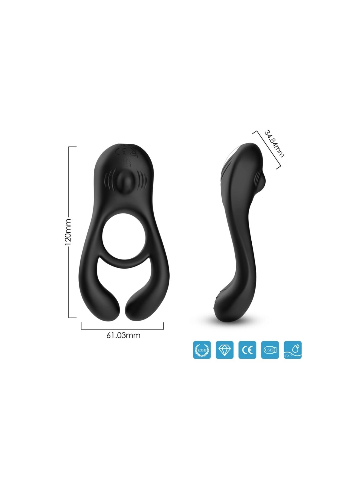 Veyron Doppelvibrator-Ringspielzeug für Paare Schwarz von Armony For Him