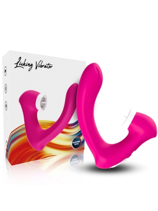 Secretkiss Leckt Vibrierenden Clit und Vibrator in Gebogenem Fuchsia von Armony Stimulators