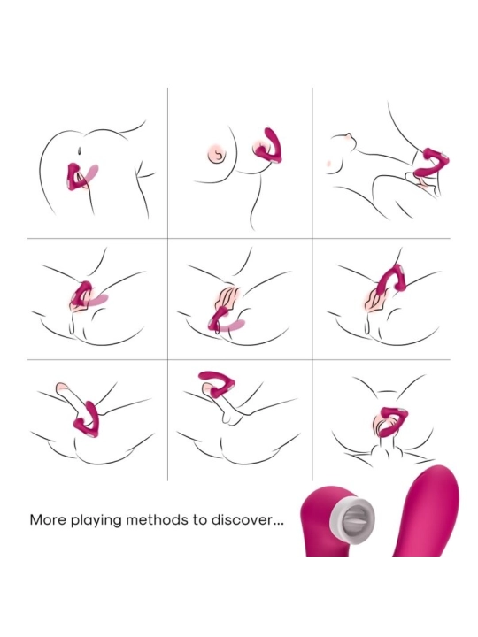 Secretkiss Leckt Vibrierenden Clit und Vibrator in Gebogenem Fuchsia von Armony Stimulators