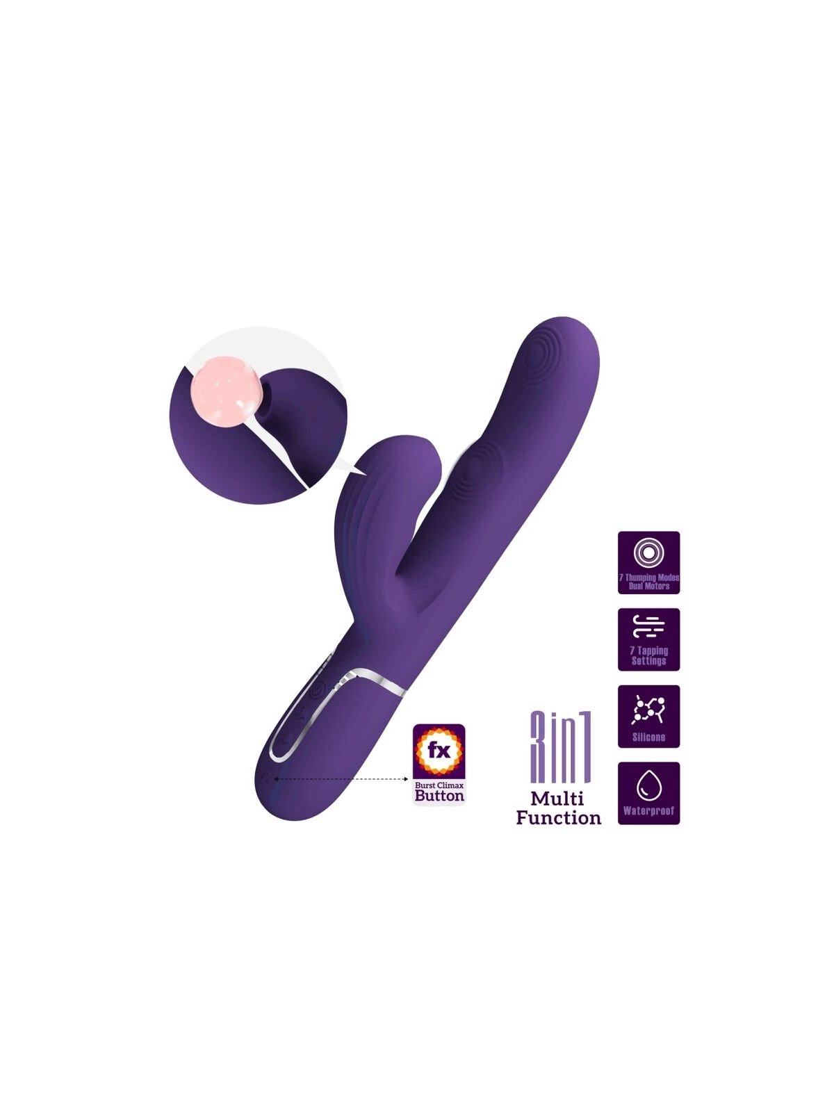 Perlita G-Spot Vibrator 3 in 1 Multifunktions-Lila von Pretty Love Flirtation