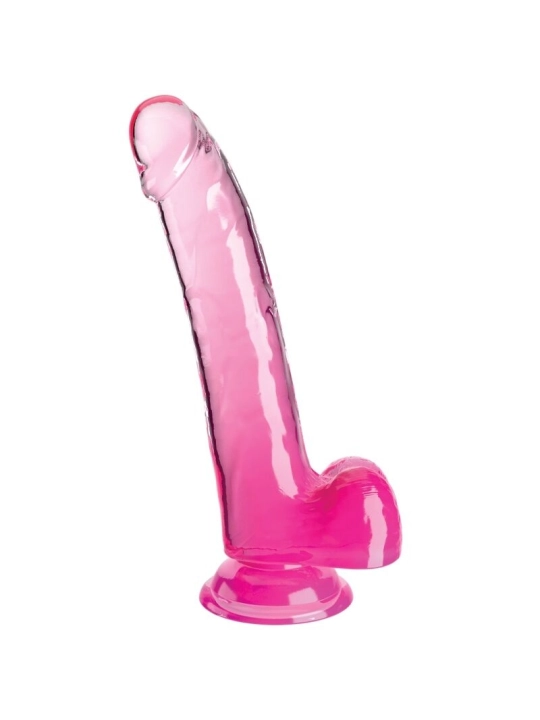 Clear Dildo mit Hoden 20.3 cm Rosa von King Cock