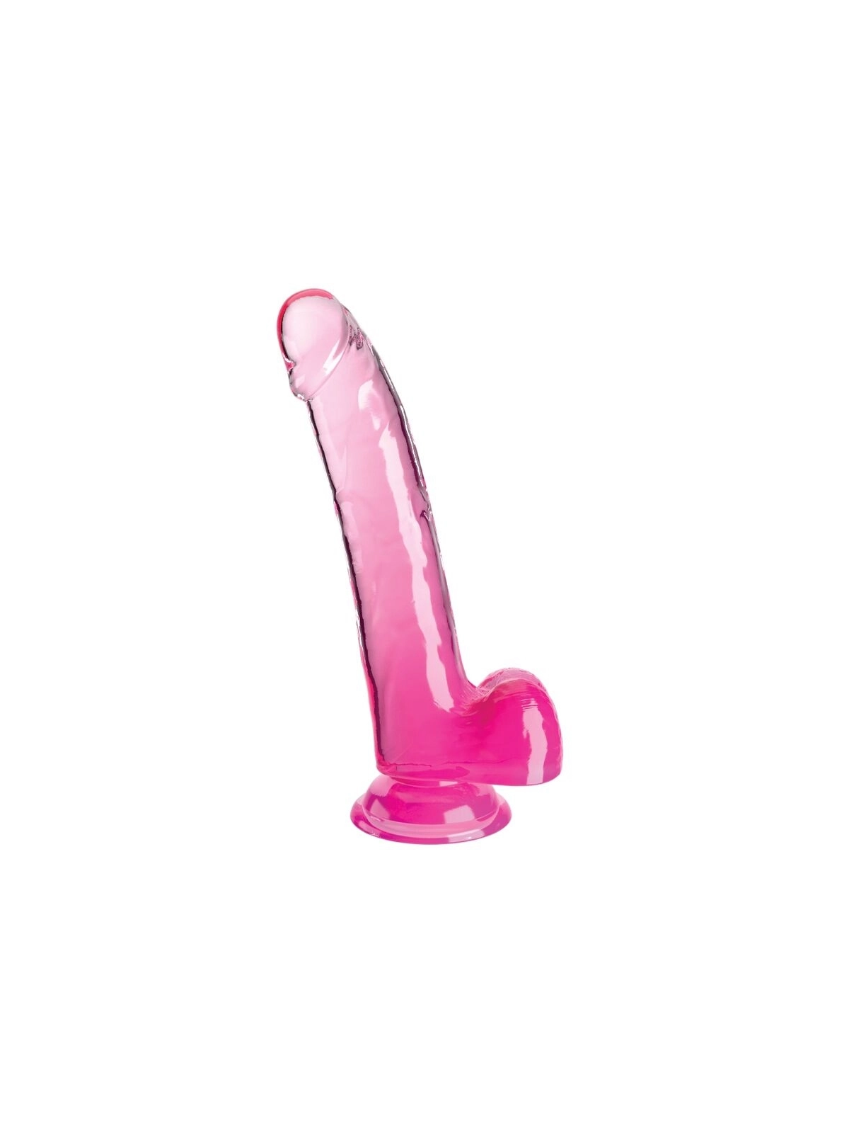 Clear Dildo mit Hoden 20.3 cm Rosa von King Cock