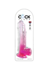 Clear Dildo mit Hoden 20.3 cm Rosa von King Cock