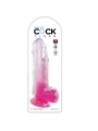 Clear Dildo mit Hoden 20.3 cm Rosa von King Cock