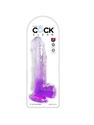 Clear Dildo mit Hoden 20.3 cm Lila von King Cock