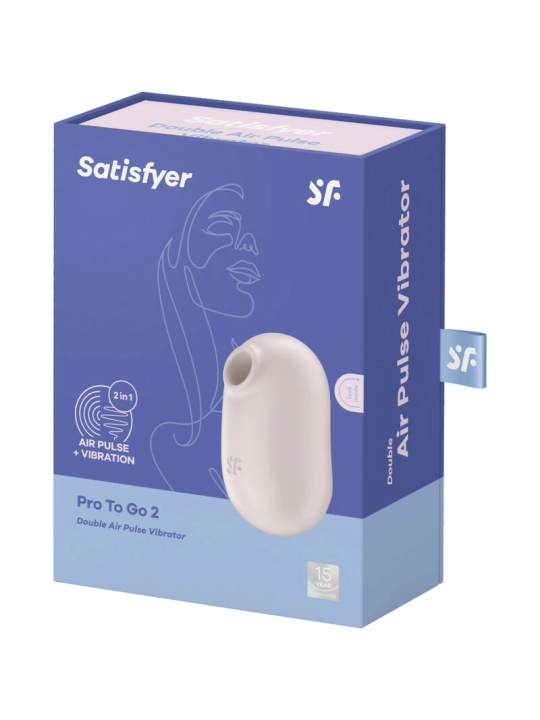 Pro To Go 2 Doppelter Luftpulsstimulator & Vibrator Beige von Satisfyer Air Pulse