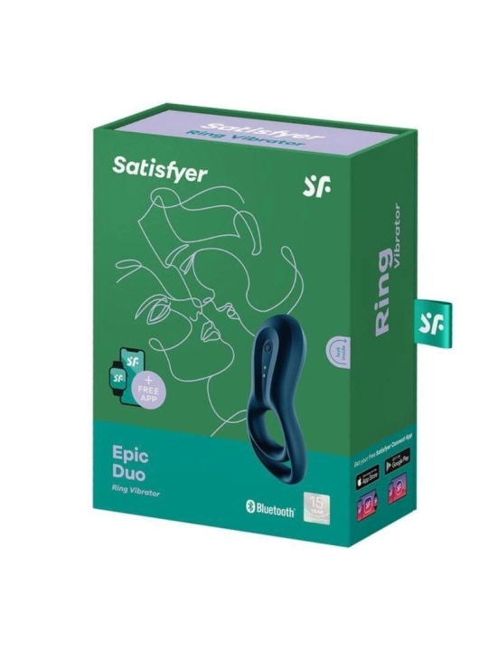 Epic Duo Ringvibratorapp Blau von Satisfyer Connect