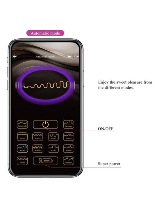 Baird G-Spot 12 Vibrationen Wiederaufladbar Lila App von Pretty Love Flirtation