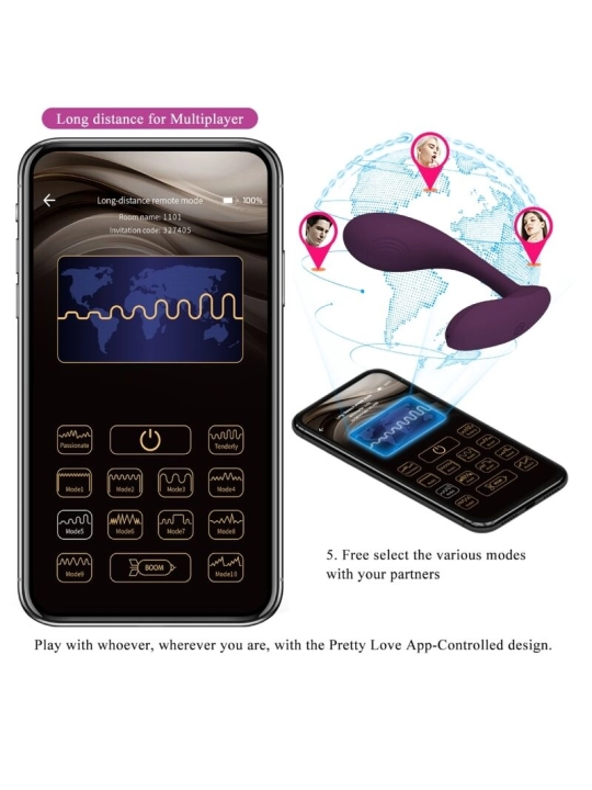 Baird G-Spot 12 Vibrationen Wiederaufladbar Lila App von Pretty Love Flirtation