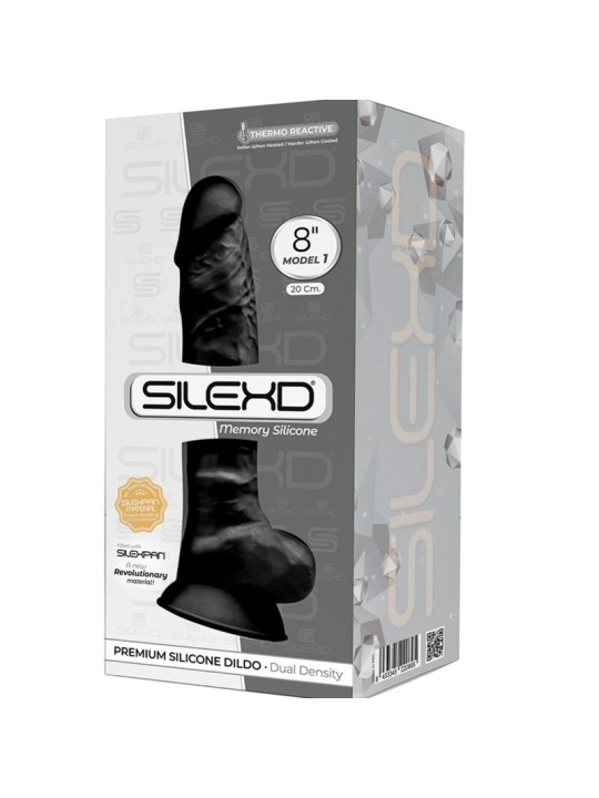 Model 1 Realistischer Penis Premium Silexpan Silikon Schwarz 20 cm von Silexd