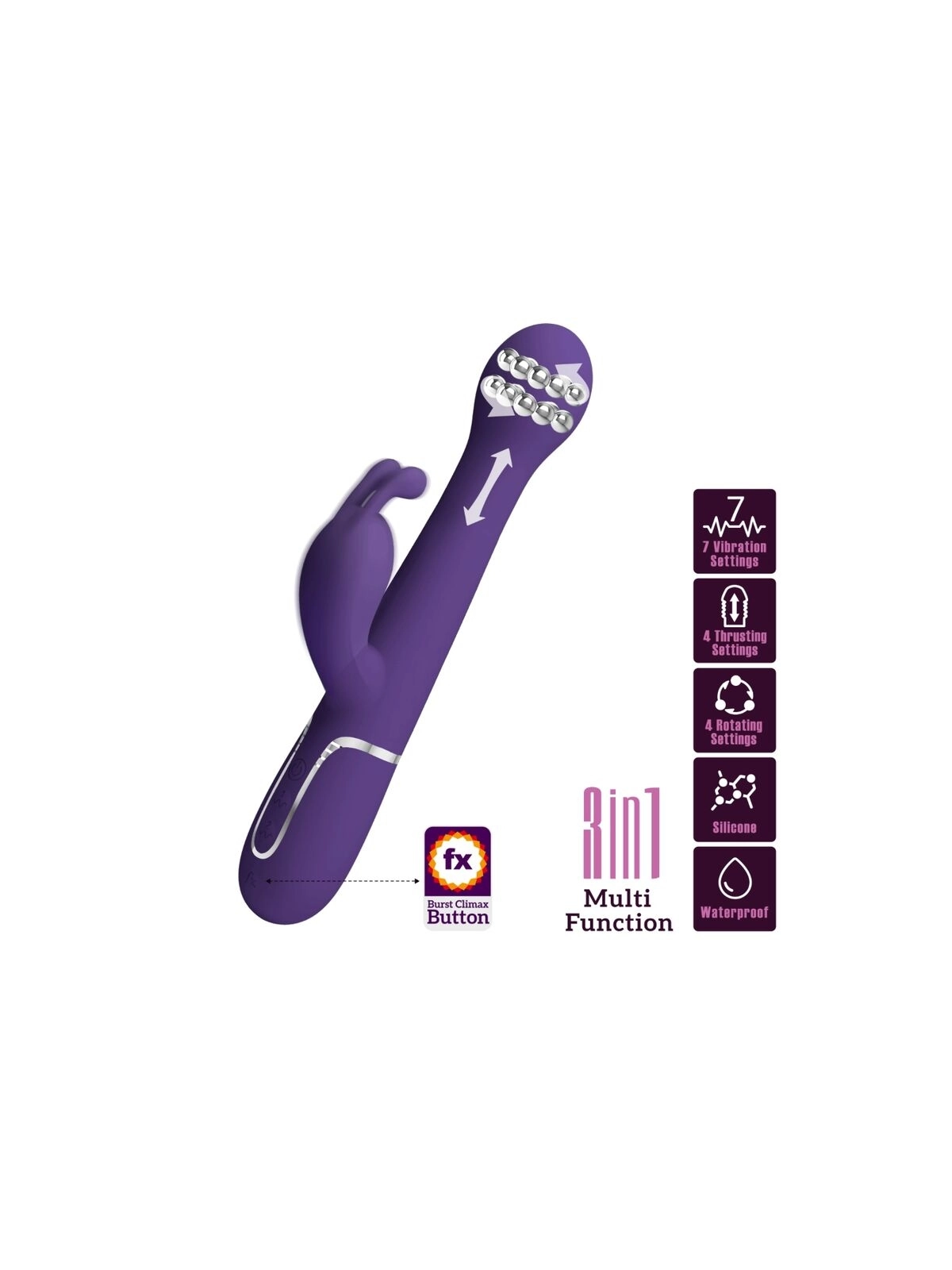 Dejon Rabbit Vibrator 3 in 1 Multifunktions-Lila von Pretty Love Flirtation