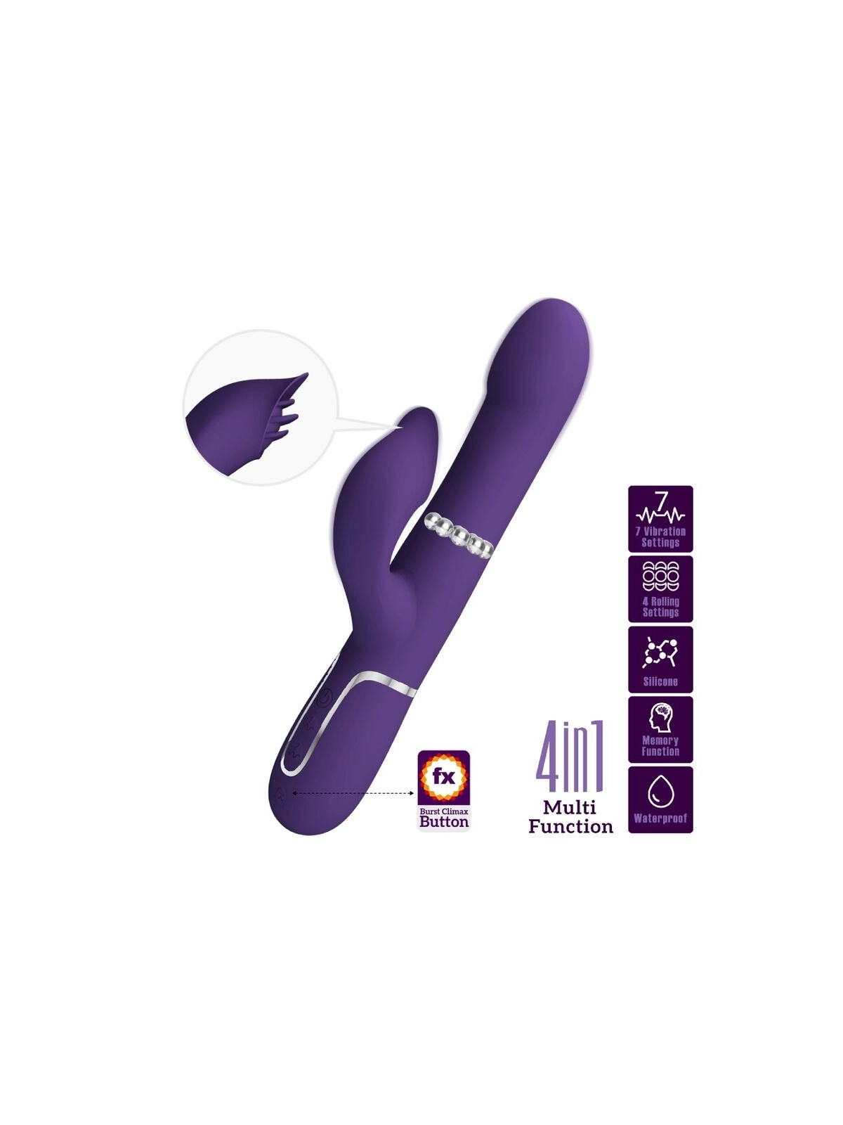 Zalin Rabbit Vibrator Perlen 4 in 1 Lila von Pretty Love Flirtation