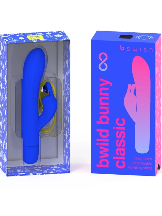 Bwild Bunny Infinite Klassischer Wiederaufladbarer Vibrator aus Blauem Silikon von B Swish