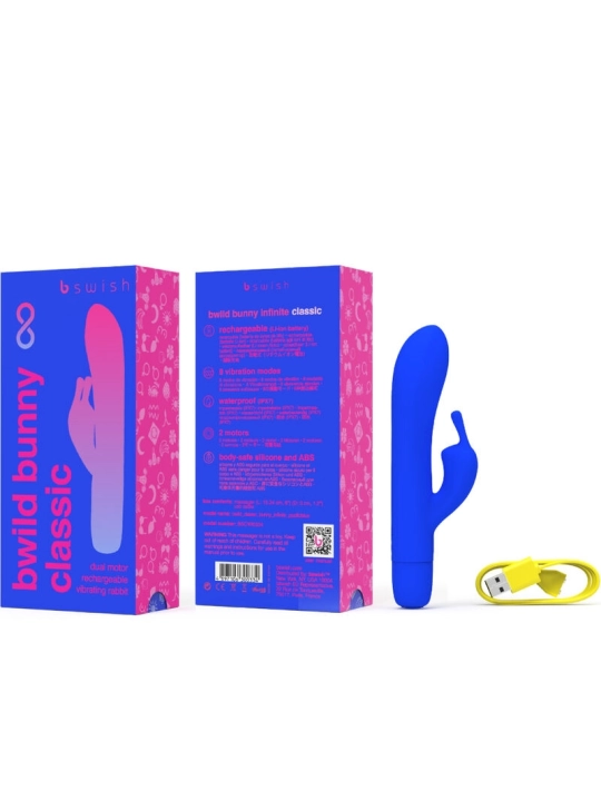 Bwild Bunny Infinite Klassischer Wiederaufladbarer Vibrator aus Blauem Silikon von B Swish