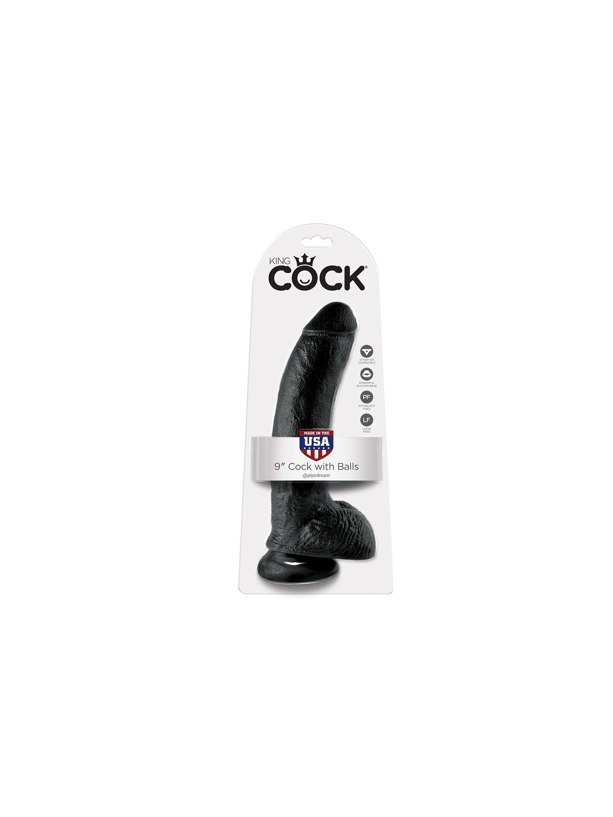 9 Dildo Schwarz mit Eier 22.9 cm von King Cock