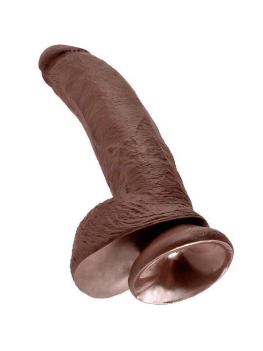 9 Dildo Braun mit Eier 22.9 cm von King Cock