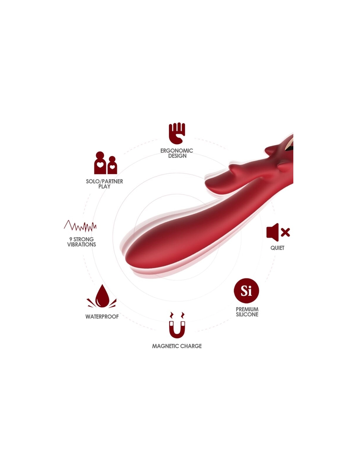 Elch Vibrator Kaninchen Gebogen Rot von Armony Vibrators