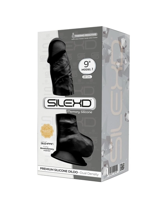 Modell 1 Realistischer Penis Premium Silexpan Silikon Schwarz 23 cm von Silexd