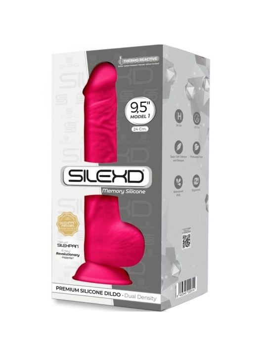 Modell 1 Realistischer Penis Premium Silexpan Silikon Fuchsia 24 cm von Silexd