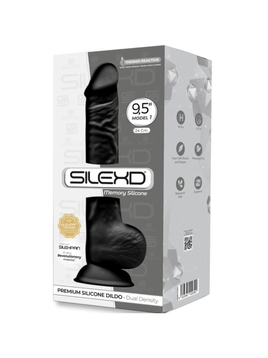 Model 1 Realistischer Penis Premium Silexpan Silikon Schwarz 24 cm von Silexd