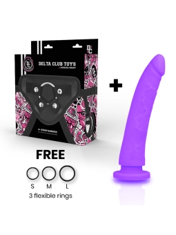 Toys Harness + Dildo Lila Silikon 17 cm -O- 3 cm von Deltaclub