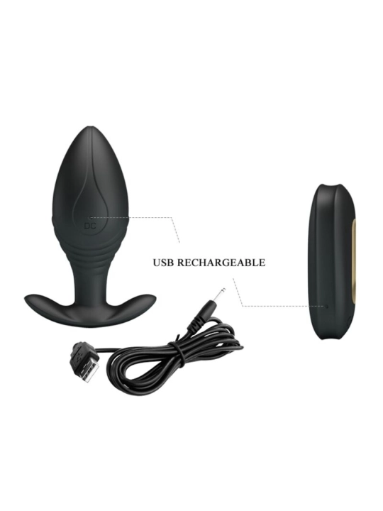 Regina Anal Plug Wiederaufladbarer Vibrator Schwarz von Pretty Love Bottom