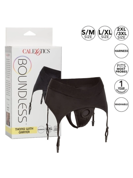 Boundless Thong mit Garter S/M von Calexotics