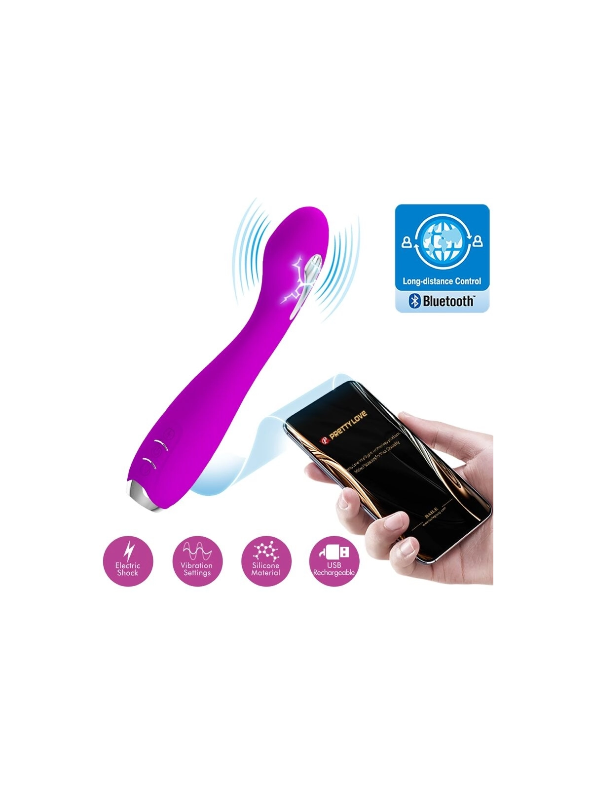 Hector Elektroschock-Vibrator Kostenlose App Violett von Pretty Love Flirtation