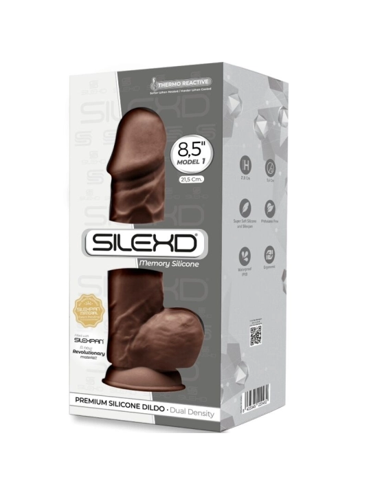 Model 1 Realistischer Penis Premium Silexpan Silikon Braun 21.5 cm von Silexd