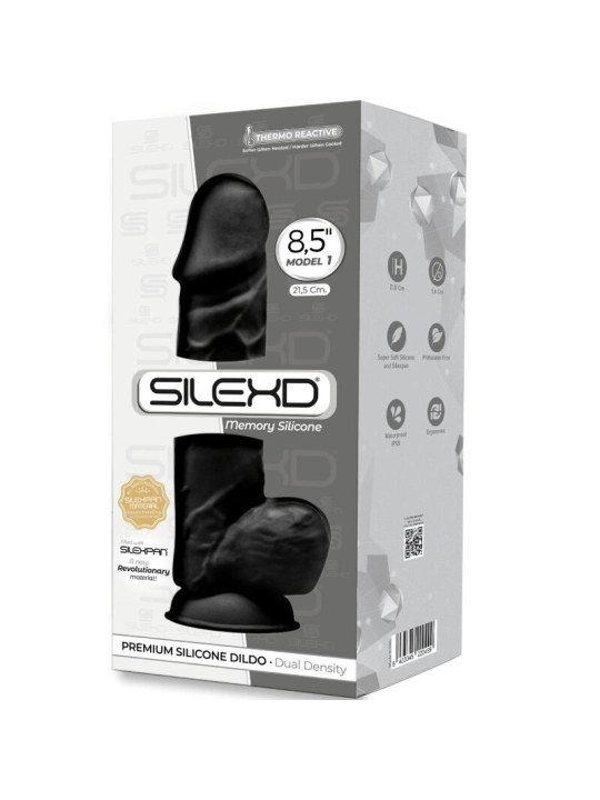 Model 1 Realistischer Penis Premium Silexpan Silikon Schwarz 21.5 cm von Silexd