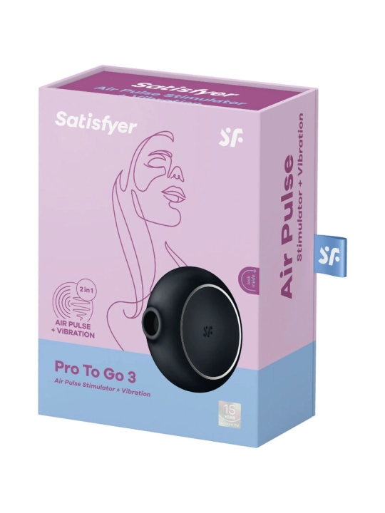 Pro To Go 3 Doppelter Luftpulsstimulator & Vibrator Schwarz von Satisfyer Air Pulse