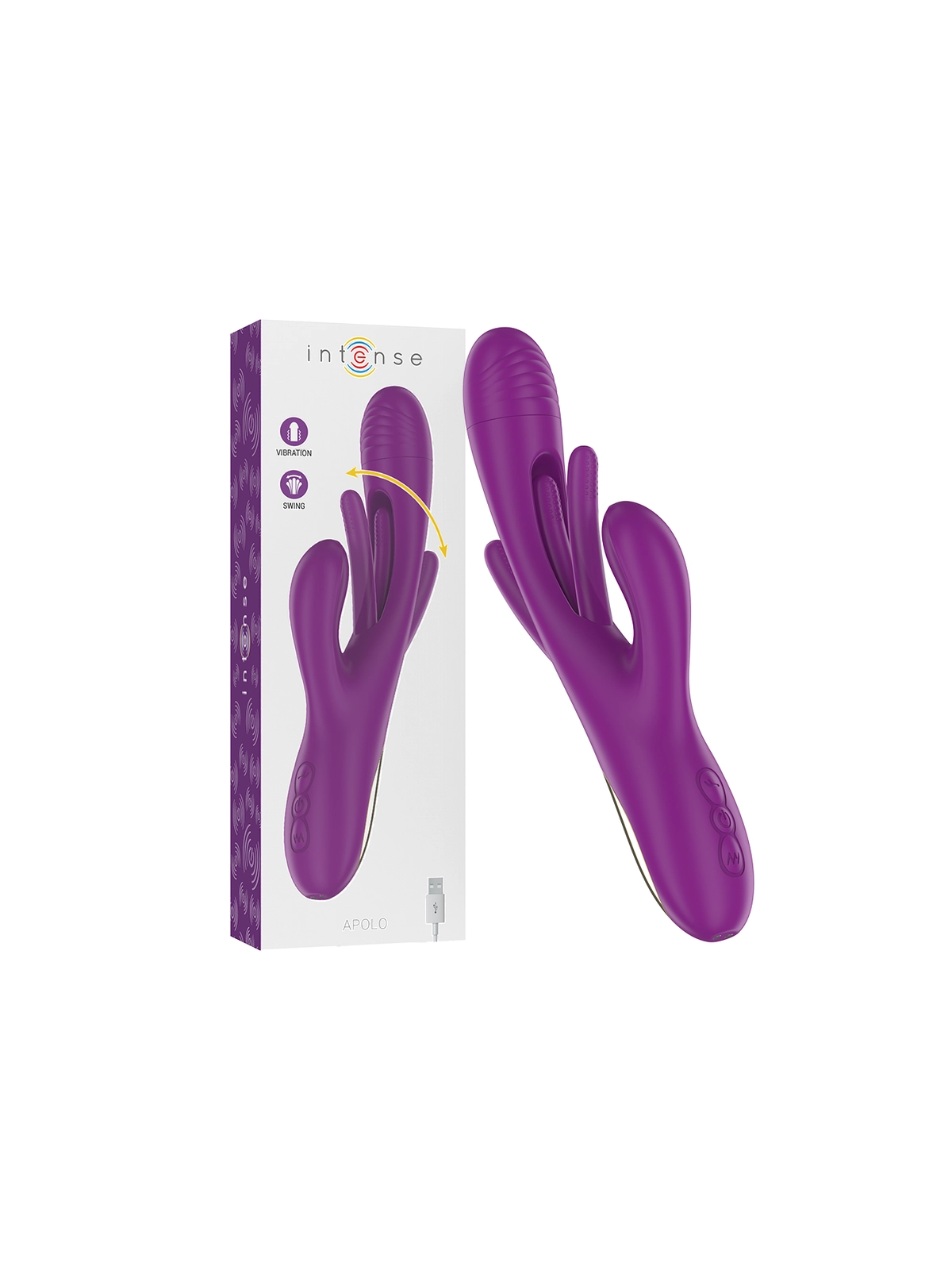 Apolo Wiederaufladbarer Multifunktionsvibrator 7 Vibrationen mit Lila Schwingender Zunge von Intense Fun