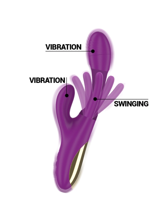 Apolo Wiederaufladbarer Multifunktionsvibrator 7 Vibrationen mit Lila Schwingender Zunge von Intense Fun