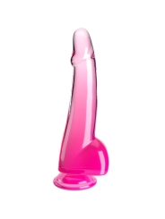 Clear Dildo mit Hoden 19 cm Rosa von King Cock