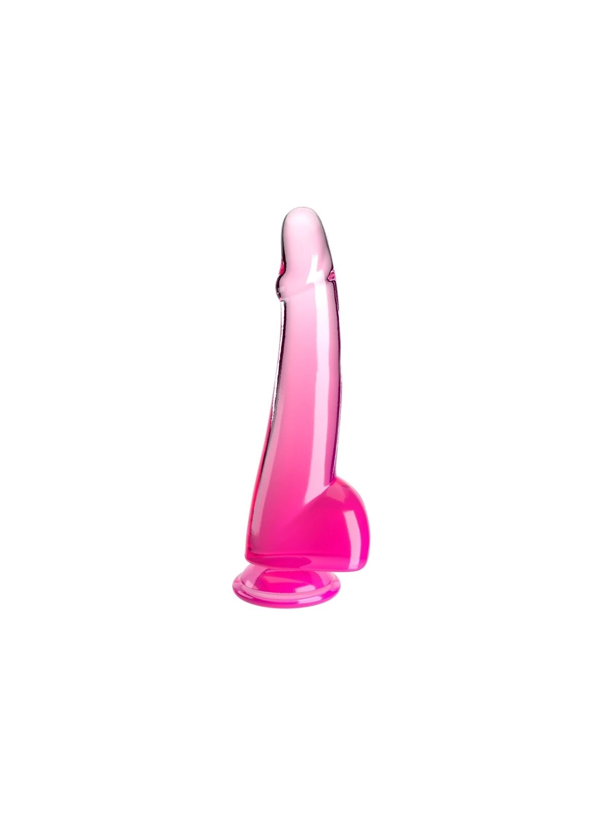 Clear Dildo mit Hoden 19 cm Rosa von King Cock