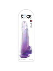 Clear Dildo mit Hoden 19 cm Lila von King Cock