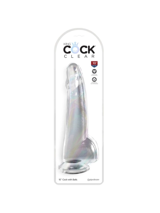 Clear Dildo mit Hoden 19 cm Transparent von King Cock