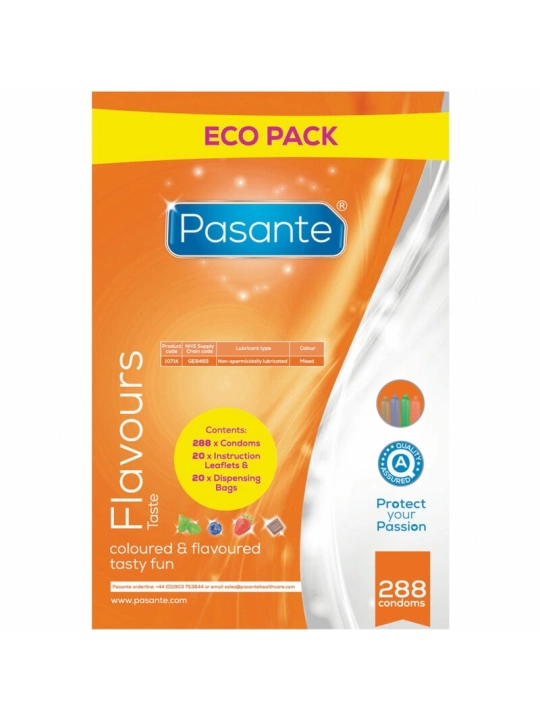 Kondome Eco Pack Aromen Beutel 288 Stück von Pasante