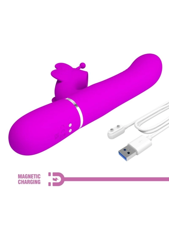 Multifunktions-Kaninchenvibrator 4 in 1 Schmetterling Fuchsia von Pretty Love Flirtation